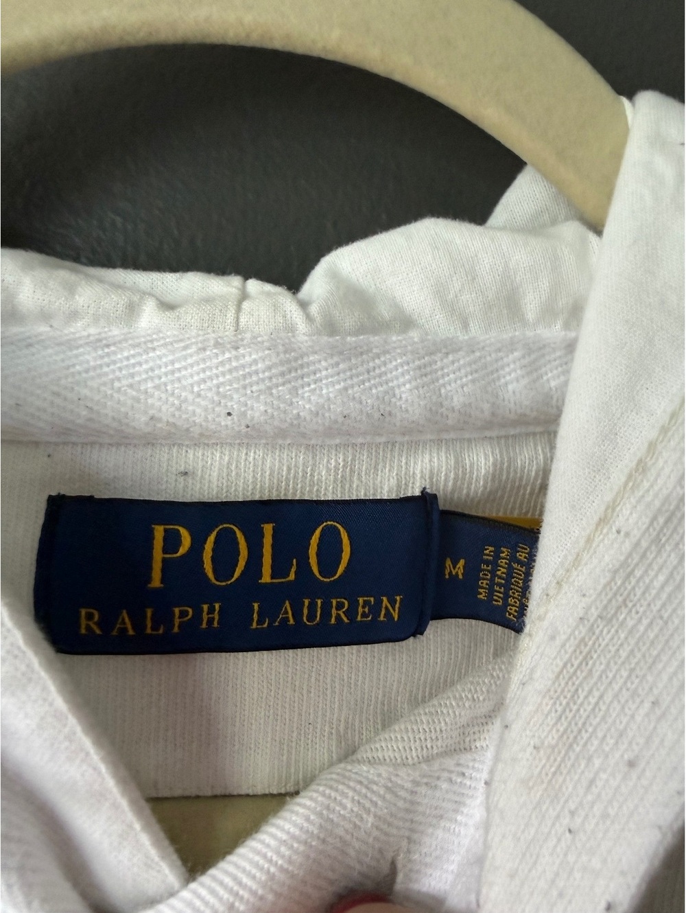 Polo Ralph Lauren White Hoodie with Embroidered Bear Logo, Size M - Picture 4 of 9